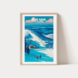 Travel Poster: Blue Knob PA Mountain View - Winter Ski Scene