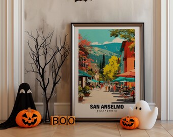 San Anselmo Print USA Poster, San Anselmo Views, San Anselmo Art