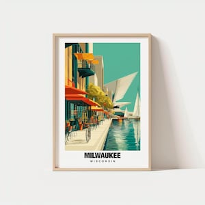 Arte de parede com impressão de viagem em Milwaukee, Estados Unidos, Milwaukee - Impressão da cidade dos Estados Unidos, Presente de viagem em Milwaukee, Estados Unidos, Pôster de Milwaukee
