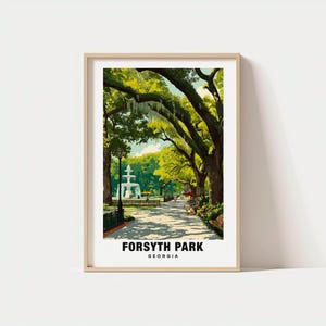 Forsyth Park savanneprint, fontein en Spaans mos (digitale download)