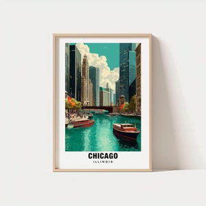 Chicago, USA  Travel Print Wall Art, Illinois - USA City Print, Illinois, USA Travel Gift, Illinois, America Poster, Digital Download