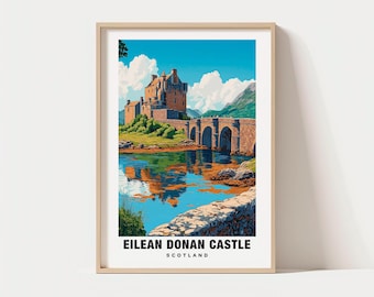 Skotsk slottskonst, Eilean Donan Views, Highland Landscape (digitalt tryck)