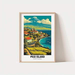 Pico Print - Portugal Poster, Pico Ansichten, Pico Kunst, Inselcharme, Vulkan Szene, Küstenschönheit, lokales Erbe, Azoren Reise