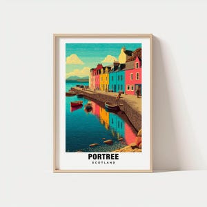 Portree Print – Scotland Poster, Harbor Views, Isle Charm, Coastal Beauty, Portree Travel, Scenic Village, Portree Poster, Decor, Art