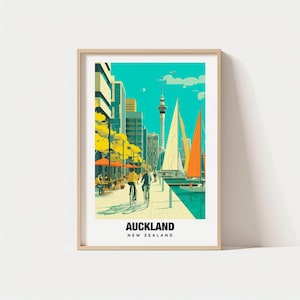 Art mural imprimé voyage Auckland, Auckland - Impression ville de Nouvelle-Zélande, cadeau de voyage Auckland, affiche de la ville d&#39;Auckland, téléchargement numérique, cadeau de voyage