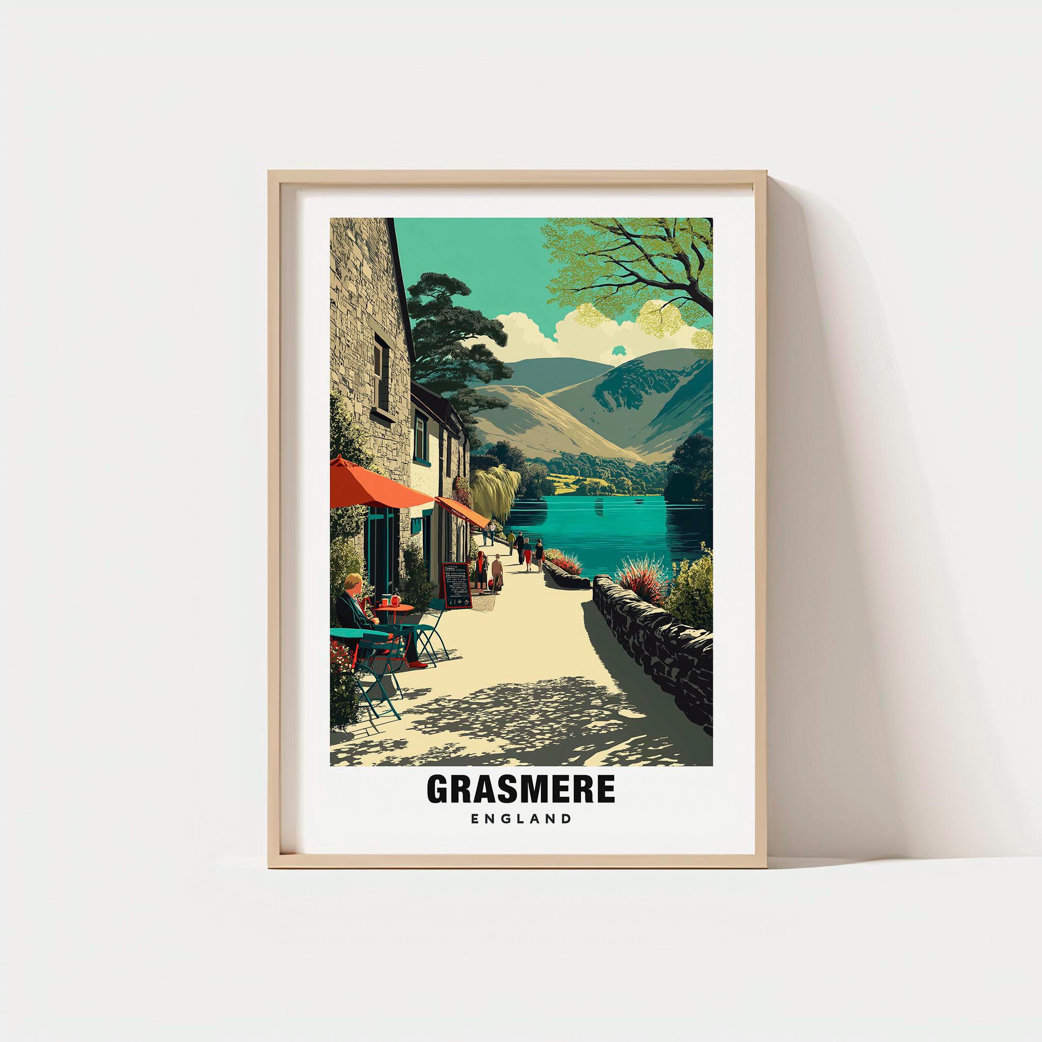 Grasmere Print – England Poster, Travel Art, Lake Scene, Village Views, Nature Escape, Scenic Landscape, Lake District Charm, Cumbria Poster