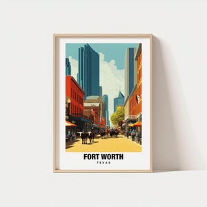Fort Worth Travel Print, Fort Worth - United States Travel Gift, Printable City Poster, Digital Download, Wedding Gift, Birthday Present
