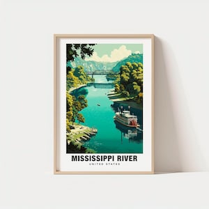 Print Mississippi River bovenloop – Minnesota poster, uitzicht op de rivier, reizen kunst, schilderachtige schoonheid, natuur ontsnappen, water charme, majestueuze bovenloop
