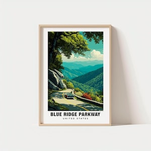 Blue Ridge-print - VS-poster, Blue Ridge-gezichten, Blue Ridge-oriëntatiepunten, Blue Ridge City, VS-charme, Blue Ridge-schoonheid, Blue Ridge-kunst, VS-kunst