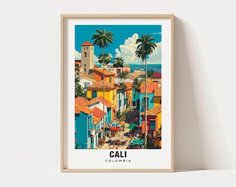 Cali Travel Print, Cali - Colombia Travel Gift, Printable City Poster, Digital Download, Wedding Gift, Birthday Present, Colombian Culture