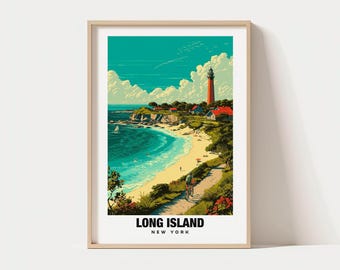 Long Island Travel Print, New York Travel Poster - Long Island Travel Gift, Printable City Poster, Digital Download, New York Culture, USA