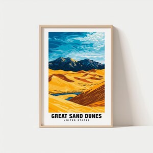 Impressão de Great Sand Dunes - pôster do Colorado, vistas de Great Sand Dunes, marcos de Great Sand Dunes, cidade de Great Sand Dunes, charme do Colorado