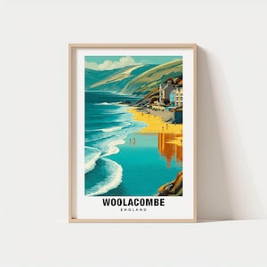 Woolacombe Print – England Poster, Travel Art, Coastal Scene, Beach Views, Surf Escape, Scenic Landscape, Seaside Charm, Devon Poster
