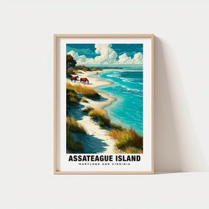 Assateague Island Print – Maryland/Virginia Poster, Coastal Views, Travel Art, Wild Horses, Beach Scene, Ocean Charm, Nature Escape