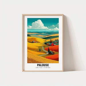 Impresión de Palouse - Póster de EE. UU., Vistas de Palouse, Arte de Palouse, Encanto paisajístico, Colinas onduladas, Belleza escénica, Patrimonio local, Viajes a Washington