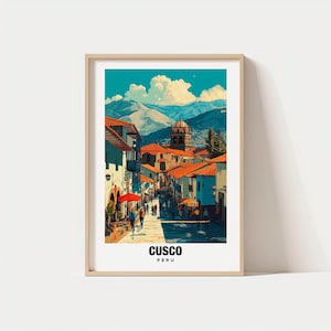 Póster de viaje a Cusco, Perú - Arte paisajístico andino