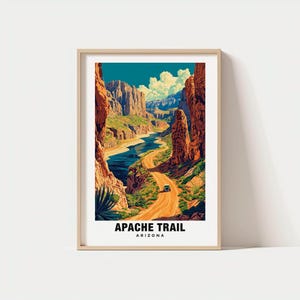 Lámina del Sendero Apache: Paisaje desértico accidentado - Arte mural de Arizona