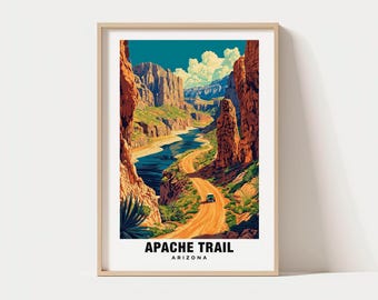 Apache Trail Print: Rugged Desert Landscape - Arizona Wall Art