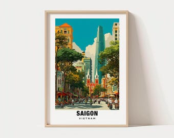 Saigon Travel Print, Saigon - Vietnam Travel Gift, Printable City Poster, Digital Download, Birthday Present, Wedding Gift, Saigon  Art