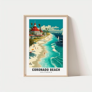 Coronado Beach-print - Californië poster, uitzicht op Coronado Beach, bezienswaardigheden Coronado Beach, Coronado Beach City, Californië charme, Coronado