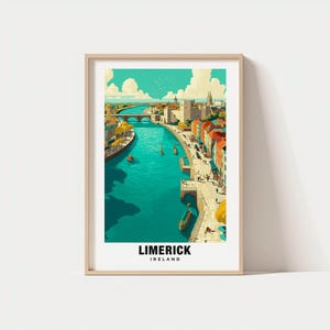 Limerick Travel Print, Limerick - Ireland Travel Gift, Printable City Poster, Digital Download, Wedding Gift, Birthday Present, Irish Print