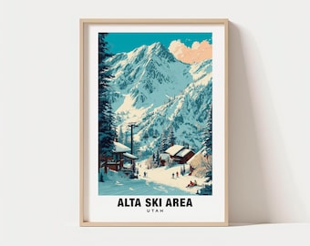 Alta Ski, Alta Ski Travel Poster -Colorado City skyline, Alta Ski Poster, Digital Download, Birthday Present, Wedding Gift, Colorado Tourism