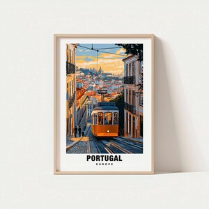 Impresión de Portugal: Póster de Portugal, Arte de viaje, Escena costera, Vistas históricas, Escapada urbana, Paisaje escénico, Encanto cultural, Península Ibérica