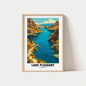 Lake Pleasant Print – Arizona Poster, Lake Views, Travel Art, Scenic Beauty, Outdoor Escape, Water Activities,Mountain Backdrop,Desert Charm