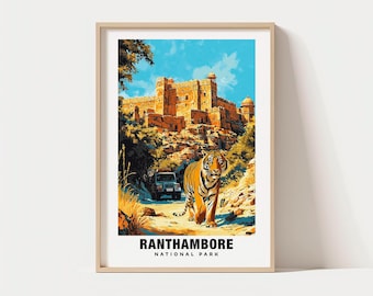 Ranthambore National Park Travel Poster, India Travel Gift - India Print, Digital Download, Birthday Gift, Indian National Park Gift