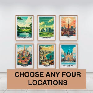 Custom Set of 4 City Prints - Personalized Wall Art, Any Four Locations, Set of four Digital Downloads, Unique City Decor