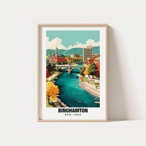 Binghamton Print - USA Poster, Binghamton Views, Binghamton Art, City Charm, River Scene, Urban Beauty, Local Heritage, New York Travel