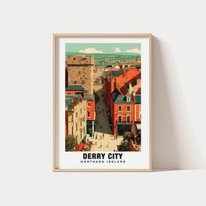 Stampa Derry City - Poster Irlanda del Nord, Viste di Derry, Mura di Derry, Città di Derry, Fascino Irlanda del Nord, Bellezza di Derry, Arte di Derry