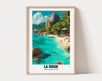 La Digue Travel Print, La Digue, Seychelles Travel Gift, Printable City Poster, Digital Download, Wedding Gift, Birthday Present