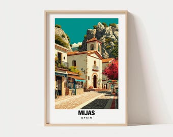 ミハスの水彩画ポスター スペイン旅行プリント 壁アート ホーム