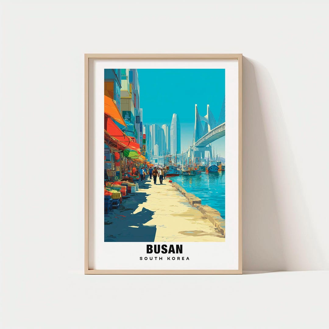 Busan Print – South Korea Poster, Travel Art, Coastal Scene, City Views ...