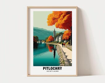 Resekonst i Pitlochry: Skotska höglandsbyn (utskrivbar väggdekoration)