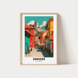 Shkodër Travel Print, Shkodër - Albania Travel Gift, Printable City Poster, Digital Download, Wedding Gift, Birthday Present, Albanian Art