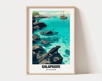 Galapagos Travel Print Wall Art, Galapagos - Equator City Print, Galapagos Travel Gift, Galapagos City Poster, Digital Download, Travel Gift