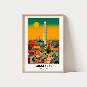 Faisalabad Print – Pakistan Poster, City Views, Industrial Charm, Faisalabad Beauty, Urban Scene, Faisalabad Travel, Faisalabad Poster
