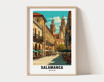 サラマンカ、サラマンカ旅行ポスター - スペインの街並み、サラマンカのポスター、デジタルダウンロード、誕生日プレゼント、結婚祝い、スペイン文化