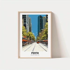 Perth Print - Australië poster, uitzicht op Perth, stad Perth, stranden van Perth, Australische charme, schoonheid van Perth, erfgoed van Perth, kunst van Perth