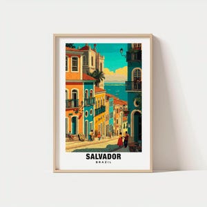 Salvador, Salvador Travel Poster - Brazil Cityscape, Salvador Poster, Download Digital, Presente de Aniversário, Presente de Casamento, Cultura Brasileira