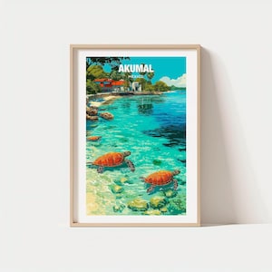 Akumal Travel Poster - Caribbean Coast Art Print