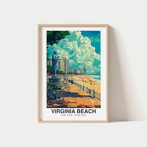 Virginia Beach Print - Travel Poster, Coastal Art, Atlantic Ocean, Beachfront Views, Vibrant City, Resort Destination, Historic Sites
