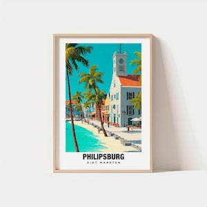 Impresión de Philipsburg - Póster de Sint Maarten, Vistas de Philipsburg, Arte de Philipsburg, Encanto de Sint Maarten, Belleza costera, Paisaje escénico, Maarten