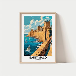 Impresión de Saint-Malo: póster de Francia, arte mural de viajes, impresión costera, póster de Europa, arte escénico, decoración histórica, póster de viajes, impresión costera