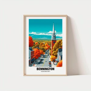 Bennington Print – plakat z USA, widoki Bennington, urok Vermont, historyczne krajobrazy, malownicze piękno, lokalne dziedzictwo, podróże po USA