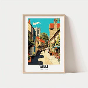 Wells Print - England Poster, Wells Views, Wells Art, City Charm, Historic Scene, Local Beauty, Cultural Heritage, England Travel