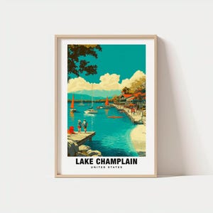 Lake Champlain Print – Vermont/New York Poster, Lake Views, Travel Art, Scenic Beauty, Water Escape, Mountain Charm, Nature Landscape