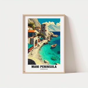 Impressão da Península de Mani - Pôster da Grécia, Vistas de Mani, Arte de Mani, Charme da Grécia, Beleza de Mani, Mani Histórica, Grécia Cênica, Patrimônio Cultural